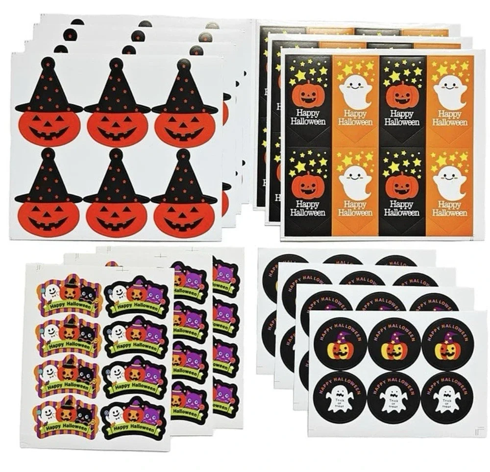 Halloween Stickers 48 Pack Treat Bag Stickers 192 Total Sheets NEW